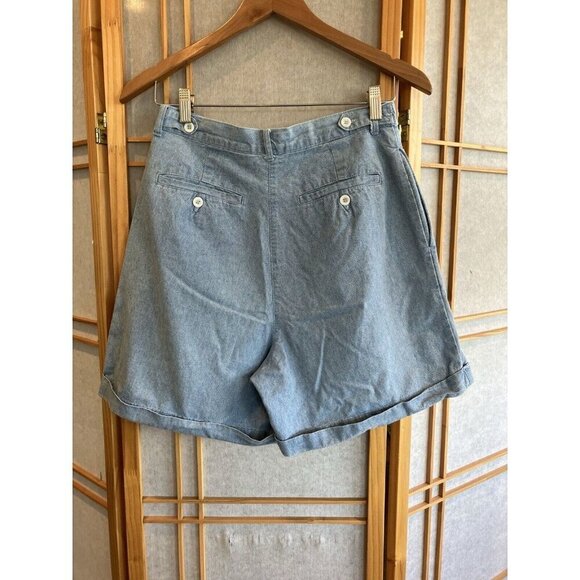 Vintage Womens GAP Pleated High Rise Shorts Blue, Chambray, Denim Size 11-12 - Picture 5 of 7